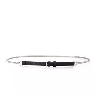 BCBG WAIST BELT BLACK SILVER TONED SKINNY large